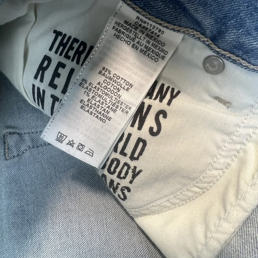 True Religion Halle Super Skinny Jeans W42 Light Wash Moto Paneled Streetwear